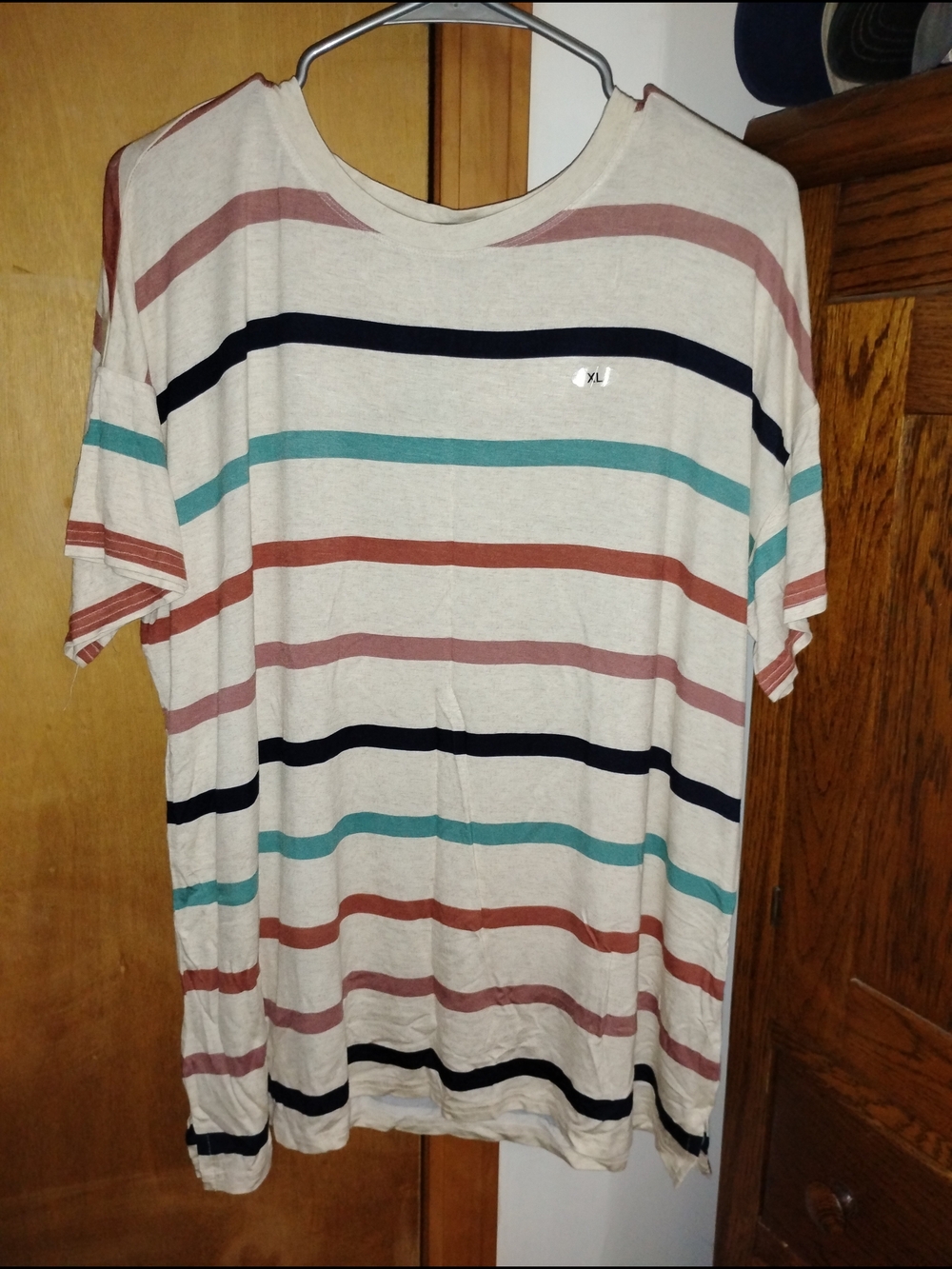 Maurices Striped Short-Sleeve Tee in Cream, Navy & Teal